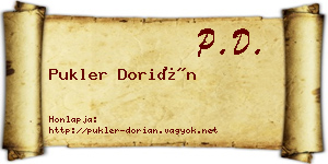 Pukler Dorián névjegykártya